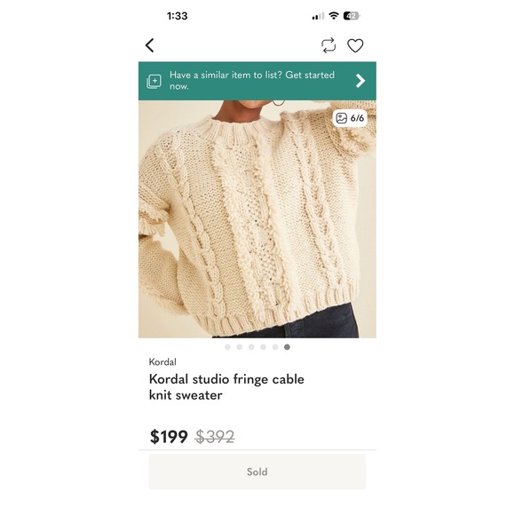 Kordal Chunky Knit Highland Wool Fringe Sweater Cream Cable Knit M NWT - Picture 14 of 16